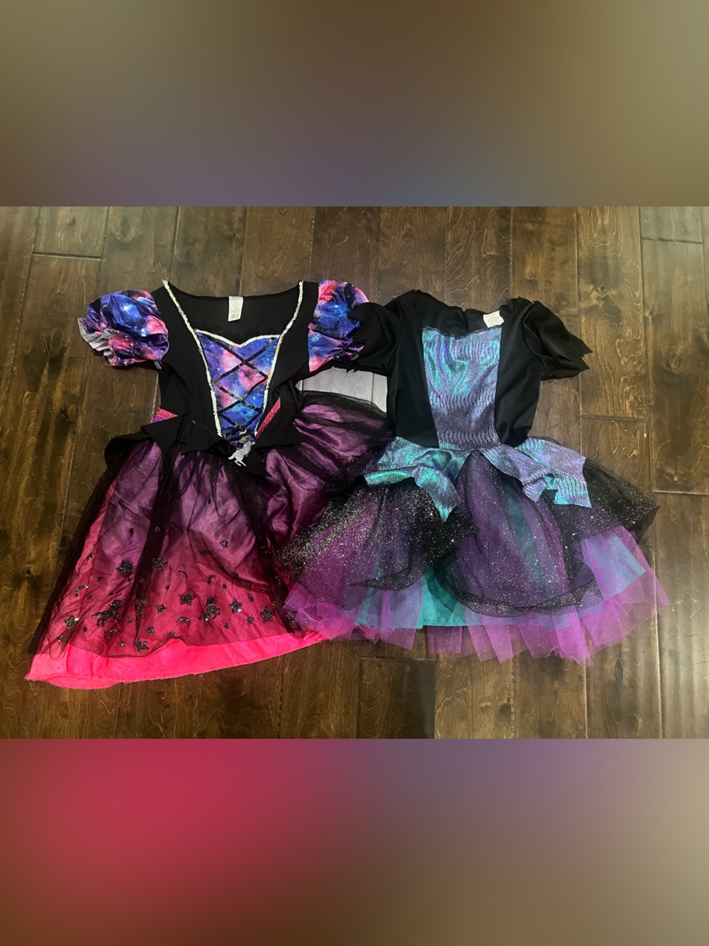 Unicorn witch and dragon witch costumes